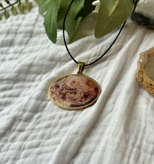 Watercolour Oval Pendant (Gold)