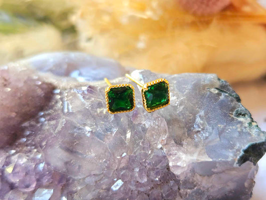 Emerald Square Studs